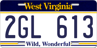 WV license plate 2GL613
