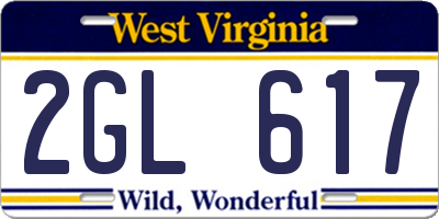 WV license plate 2GL617