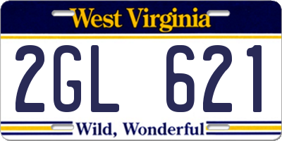 WV license plate 2GL621