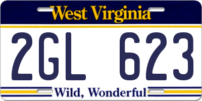 WV license plate 2GL623