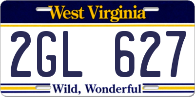 WV license plate 2GL627