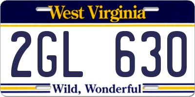 WV license plate 2GL630
