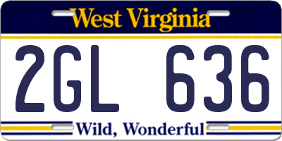 WV license plate 2GL636