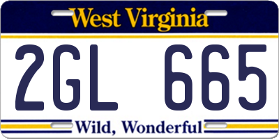 WV license plate 2GL665