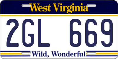 WV license plate 2GL669