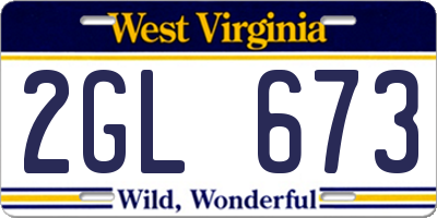 WV license plate 2GL673