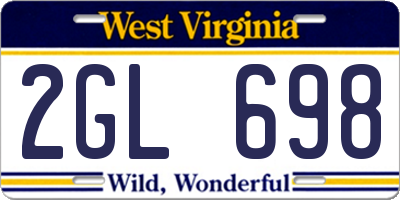 WV license plate 2GL698