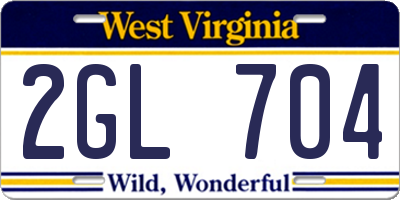 WV license plate 2GL704