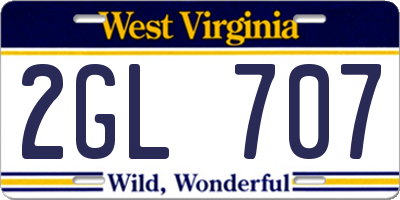 WV license plate 2GL707