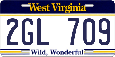 WV license plate 2GL709