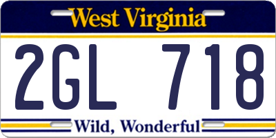 WV license plate 2GL718