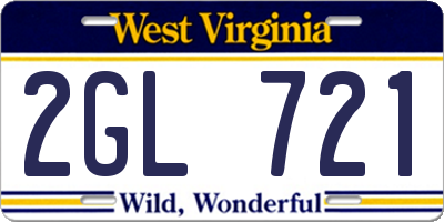 WV license plate 2GL721