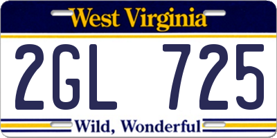 WV license plate 2GL725