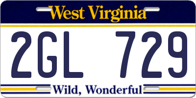 WV license plate 2GL729