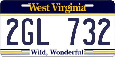 WV license plate 2GL732