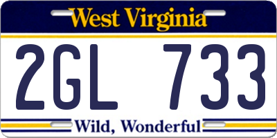 WV license plate 2GL733