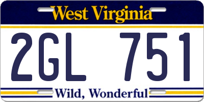 WV license plate 2GL751
