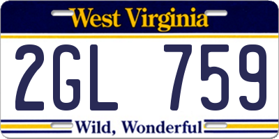 WV license plate 2GL759
