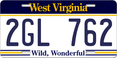 WV license plate 2GL762