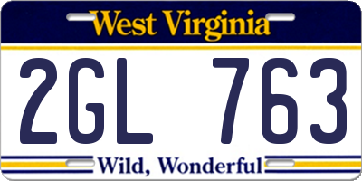 WV license plate 2GL763