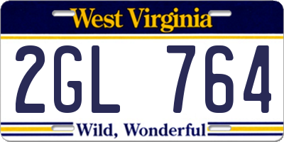 WV license plate 2GL764