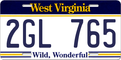 WV license plate 2GL765