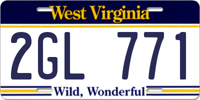 WV license plate 2GL771