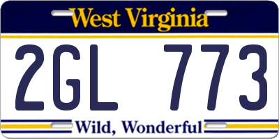 WV license plate 2GL773