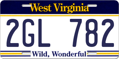 WV license plate 2GL782