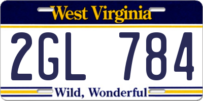 WV license plate 2GL784