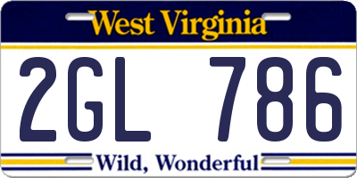 WV license plate 2GL786
