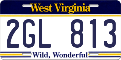 WV license plate 2GL813