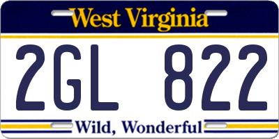 WV license plate 2GL822