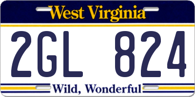 WV license plate 2GL824