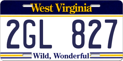 WV license plate 2GL827