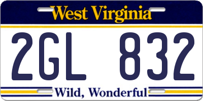 WV license plate 2GL832