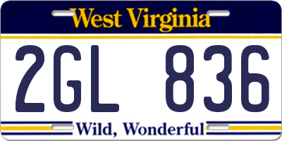 WV license plate 2GL836