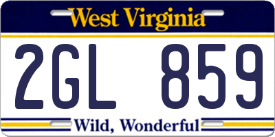 WV license plate 2GL859