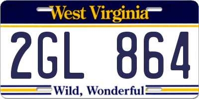 WV license plate 2GL864