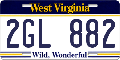 WV license plate 2GL882