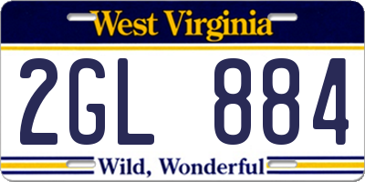 WV license plate 2GL884