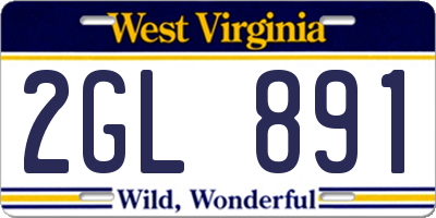 WV license plate 2GL891