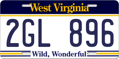 WV license plate 2GL896
