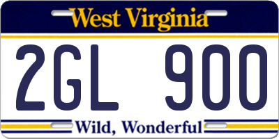 WV license plate 2GL900