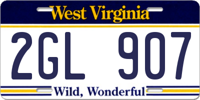 WV license plate 2GL907