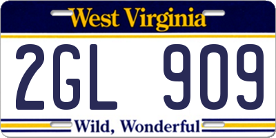 WV license plate 2GL909