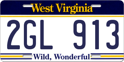 WV license plate 2GL913