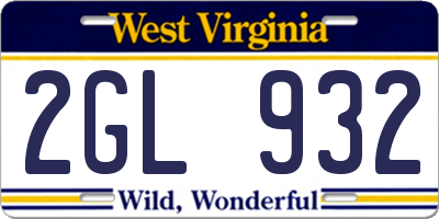 WV license plate 2GL932