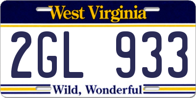 WV license plate 2GL933