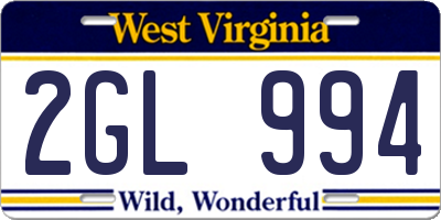 WV license plate 2GL994